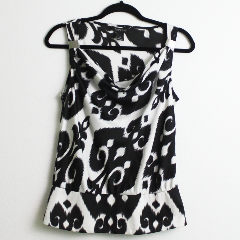 White House Black Market Black & White Top Sz S